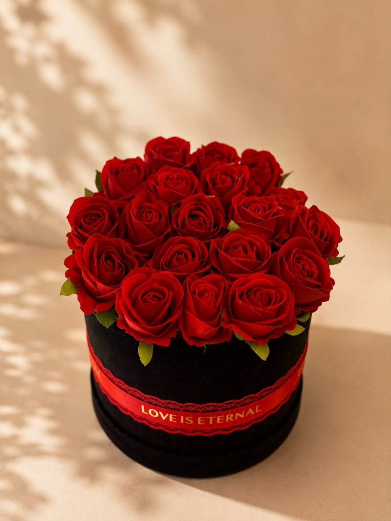 Love is Eternal- Siyah Kadife Kutuda Gül
